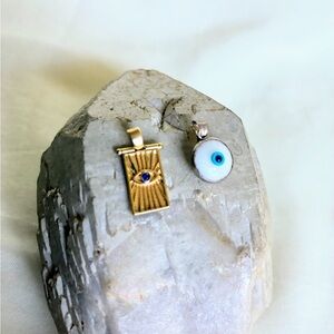 Gold tone evil eye and silver tone eye pendant set #jewelerset #dainty